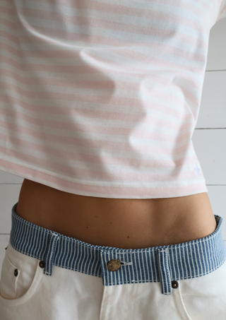 Lenny Striped Tee Blush Pink