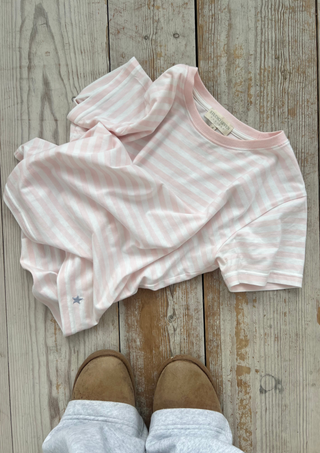 Lenny Striped Tee Blush Pink
