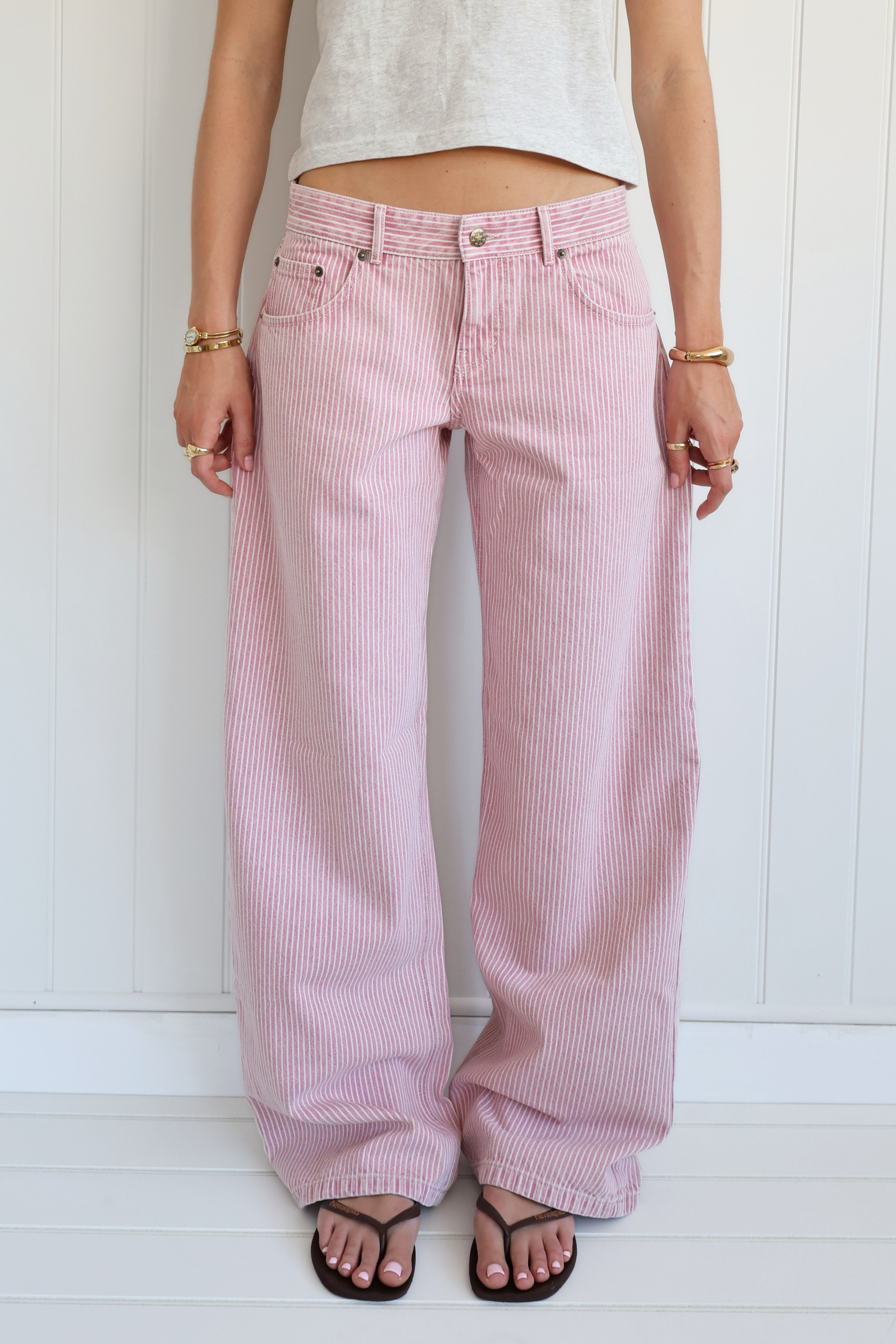 Studio Seven Designs Striped Jodie Jeans Soft Pink
