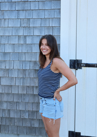 Vera Vest, Navy With White Stripe