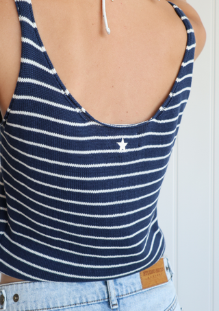 Vera Vest, Navy With White Stripe