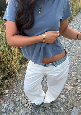 Millie Boxy Tee, Washed Navy