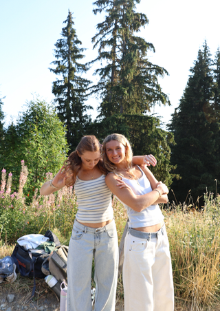 Nora Tank, Cream with Navy Stripe