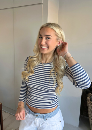 Bonnie Long Sleeve Top Blue&Sand