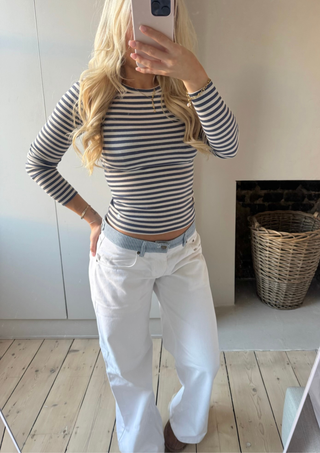 Bonnie Long Sleeve Top Blue&Sand