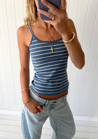 Nora Tank, Navy with White Stripe