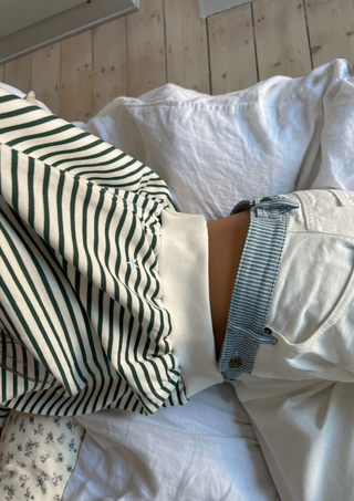 Edie Beach Sweater Vintage Green Stripe